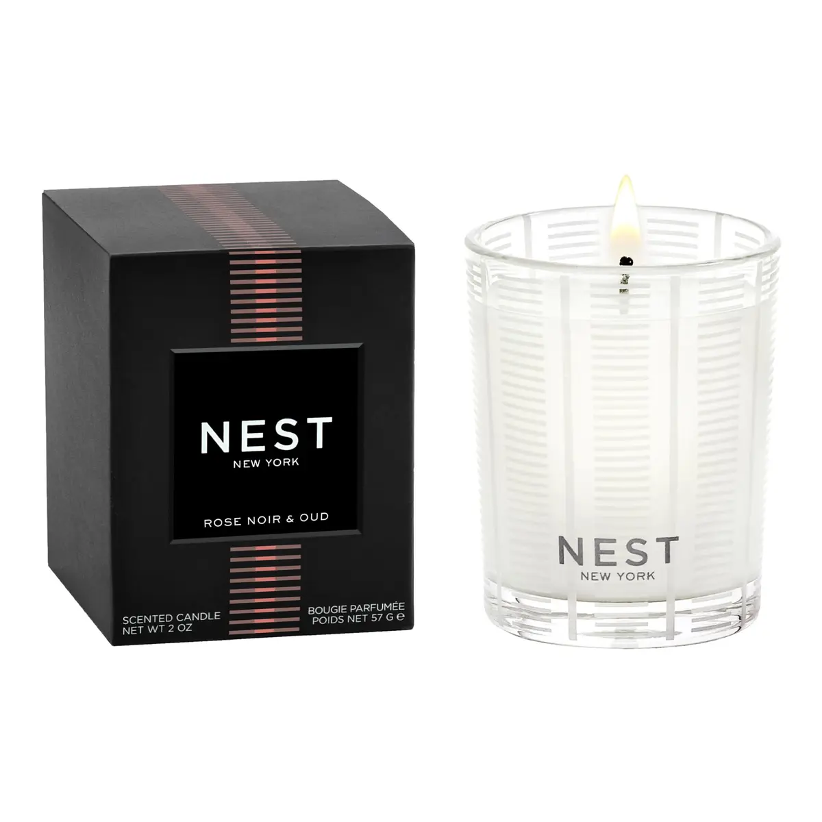 NEST New York Scented Votive Candle, Rose Noir & Oud | Elegant Glass Vessel, 2 oz, Vegan & Cruelty-Free - main product image