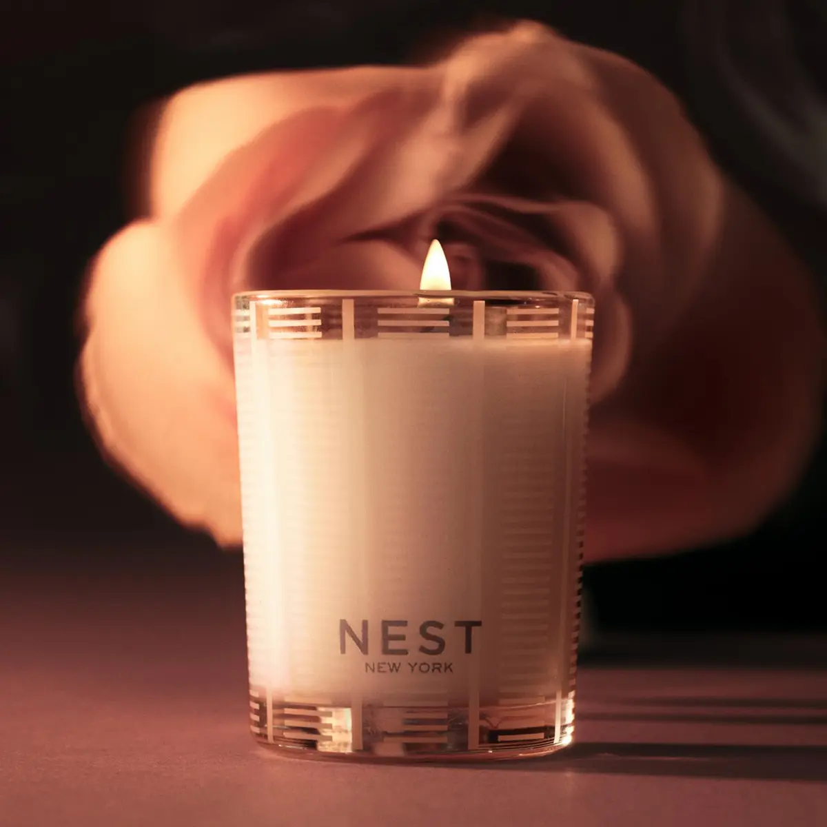 NEST New York Scented Votive Candle, Rose Noir & Oud | Elegant Glass Vessel, 2 oz, Vegan & Cruelty-Free - view 3