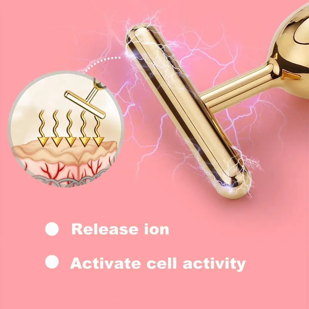 Yeamon 2-in-1 Electric Face Massager Roller & T-Shape Wand | Gold - view 3