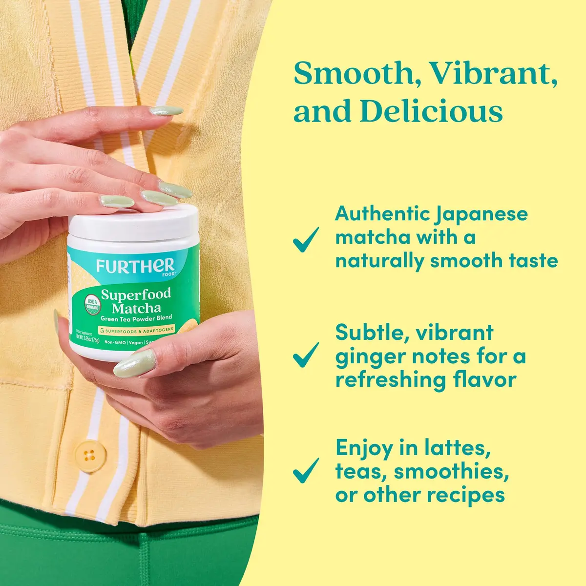 Further Food Superfood Matcha Powder, USDA Organic Japanese Matcha | Natural Energy + Focus + Immune Support (2.65 Oz) - view 6