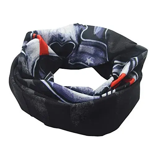 Obacle Skull Face Mask - Flag One Red Line Flag Skull Design, Seamless 3D Tube Bandana for Dust, Wind & UV Protection - view 4