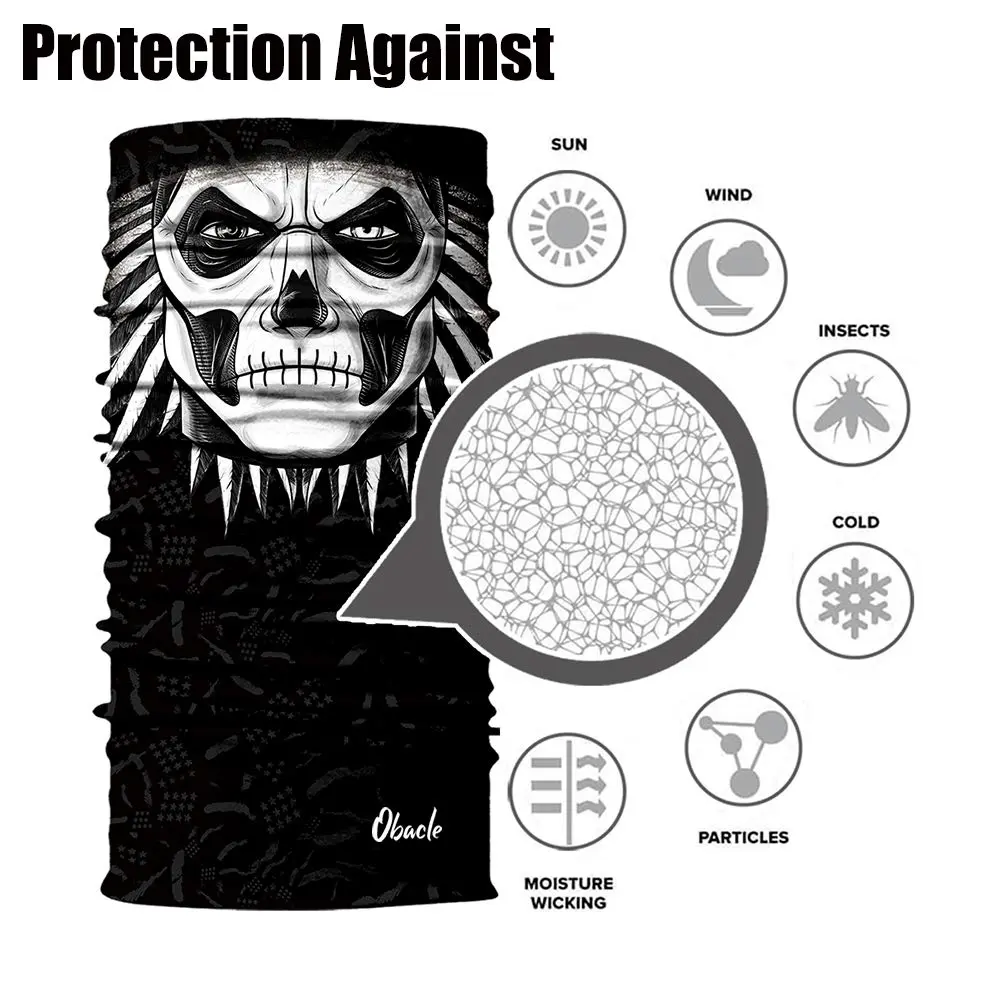 Obacle Motorcycle Face Mask Sun UV Dust Wind Protection Seamless Bandana Skeleton Face Mask for Men Women Bike Riding Cycling Biker Fishing Outdoor Festival - view 8