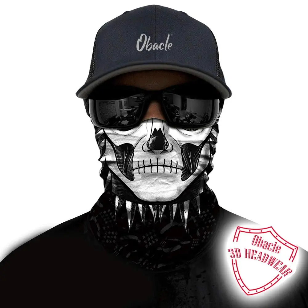 Obacle Motorcycle Face Mask Sun UV Dust Wind Protection Seamless Bandana Skeleton Face Mask for Men Women Bike Riding Cycling Biker Fishing Outdoor Festival - view 2