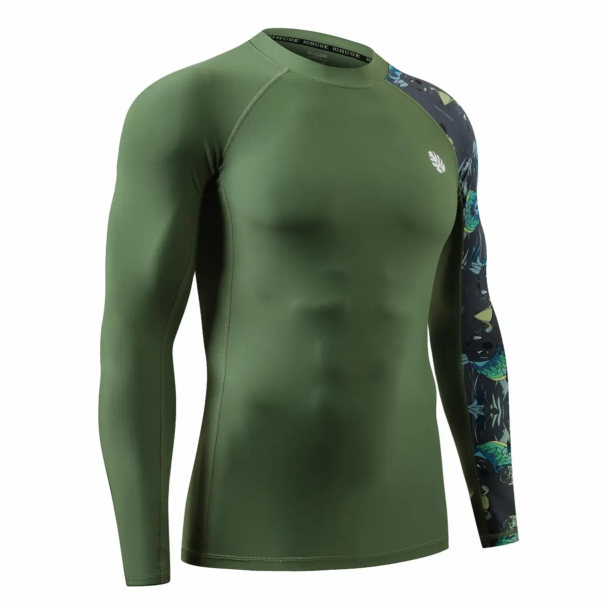 HUGE SPORTS Men's Long Sleeve Rash Guard UPF 50+ Sun Protection Swim Shirt | UV & Moisture Wicking, 80% Polyester 20% Elastane, Medium - view 3