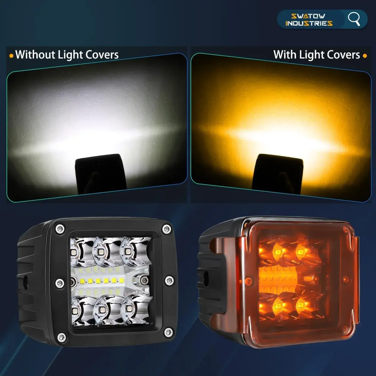 SWATOW INDUSTRIES 3 Inch Amber LED Pod Light Covers (2-Pack) | Street Legal Protection - view 4
