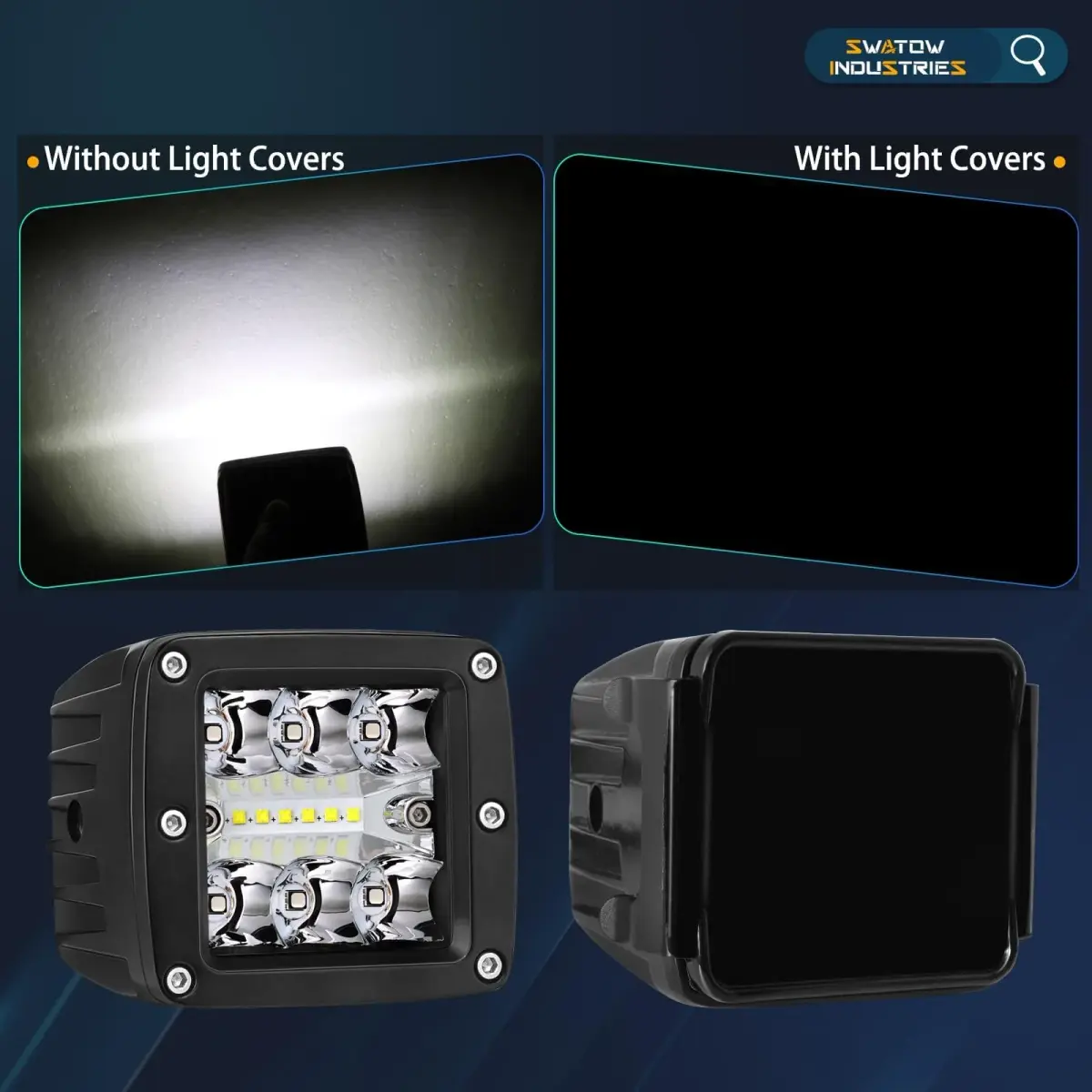 SWATOW INDUSTRIES Black 3 Inch Pod Light Covers (2-Pack) | Street Legal Protective Polycarbonate Lens Covers - view 5