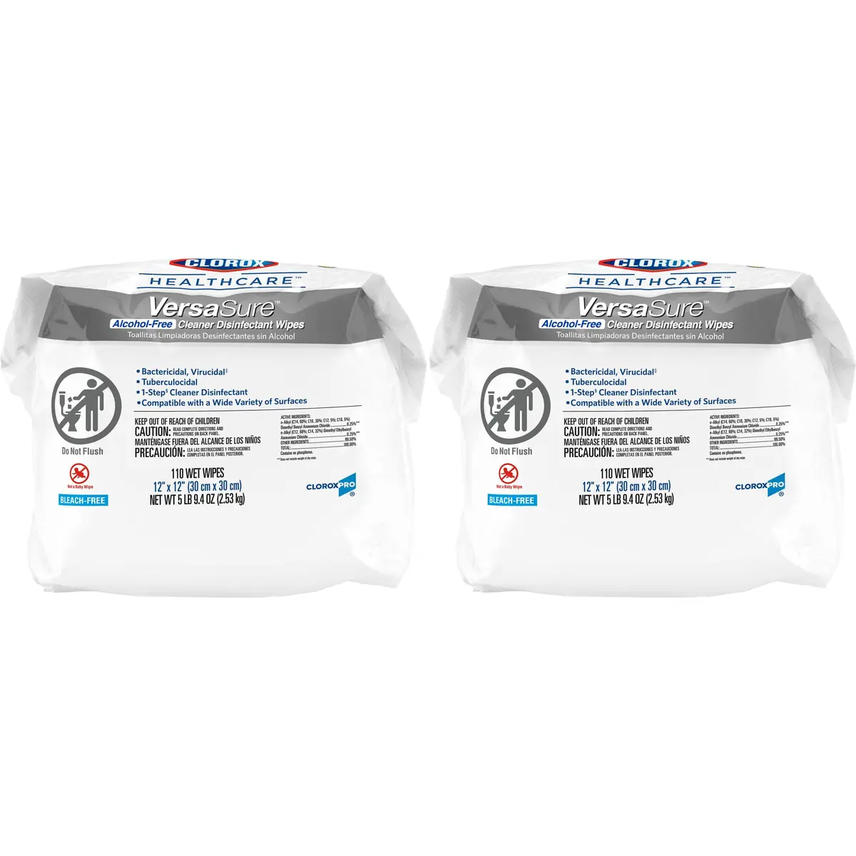 Clorox VersaSure Disinfectant Wipes 110 Count Refill | Alcohol-Free, Hospital-Grade Surface Cleaner (70-120c) - main product image