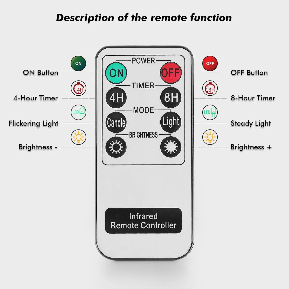 Rhytsing Gold Glass Battery Operated LED Candles with Remote, Warm White Light, Set of 3 (10cm/12.5cm/15cm) - view 5