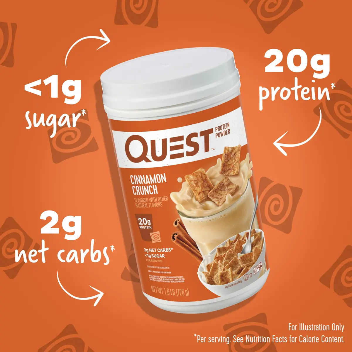 Quest Cinnamon Crunch Protein Powder 1.6 Pound | 20g Protein, Low Carb, Gluten Free - view 2
