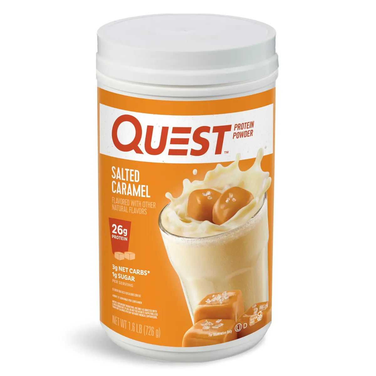 Quest Salted Caramel Protein Powder 1.6lb | 26g Protein, Low Sugar & Carbs, Gluten-Free - main product image