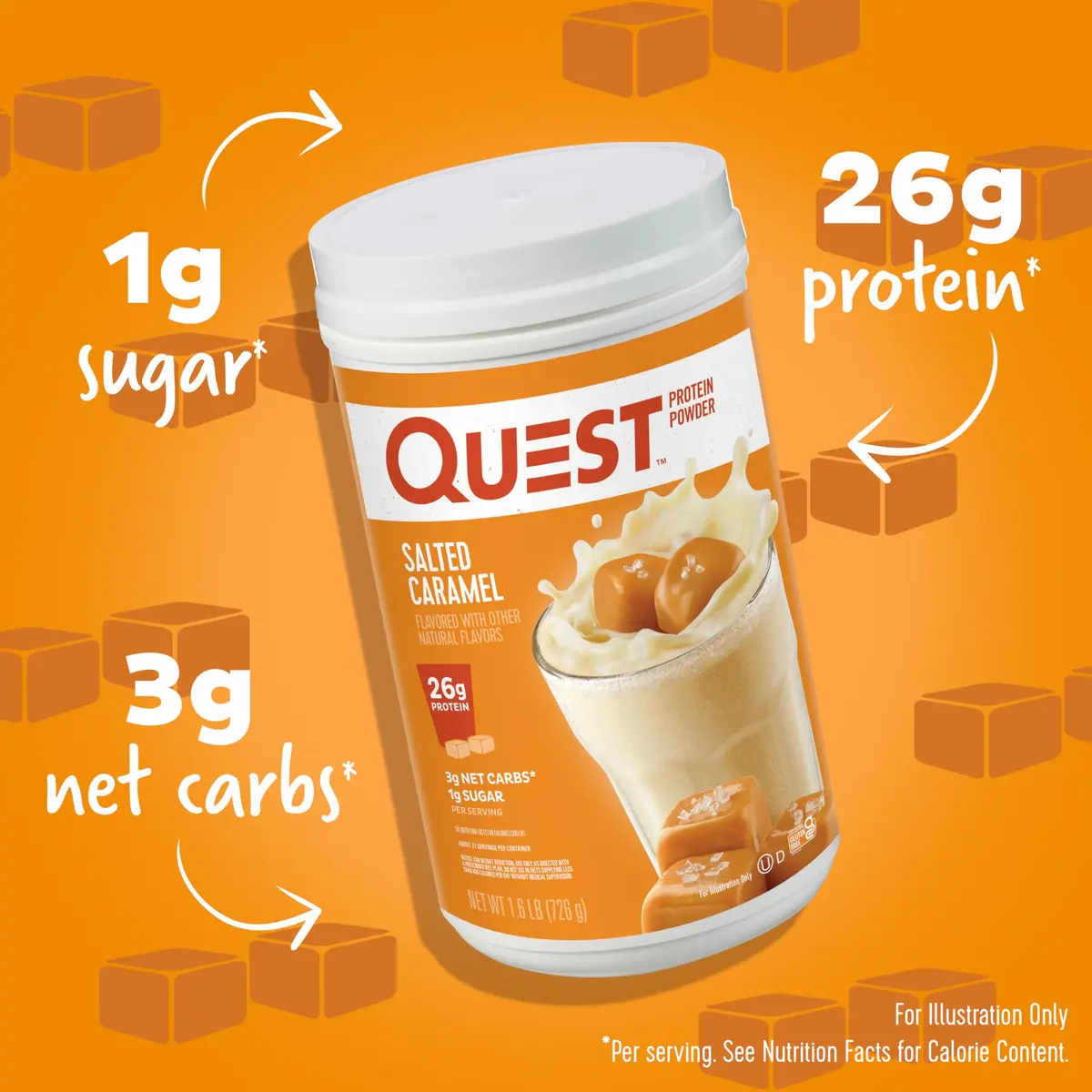 Quest Salted Caramel Protein Powder 1.6lb | 26g Protein, Low Sugar & Carbs, Gluten-Free - view 2