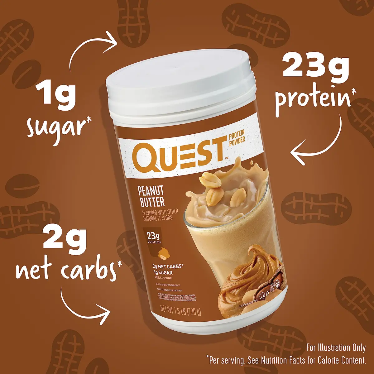 Quest Peanut Butter Protein Powder 1.6 Pound | 23g Protein, Low Sugar, Gluten Free - view 2