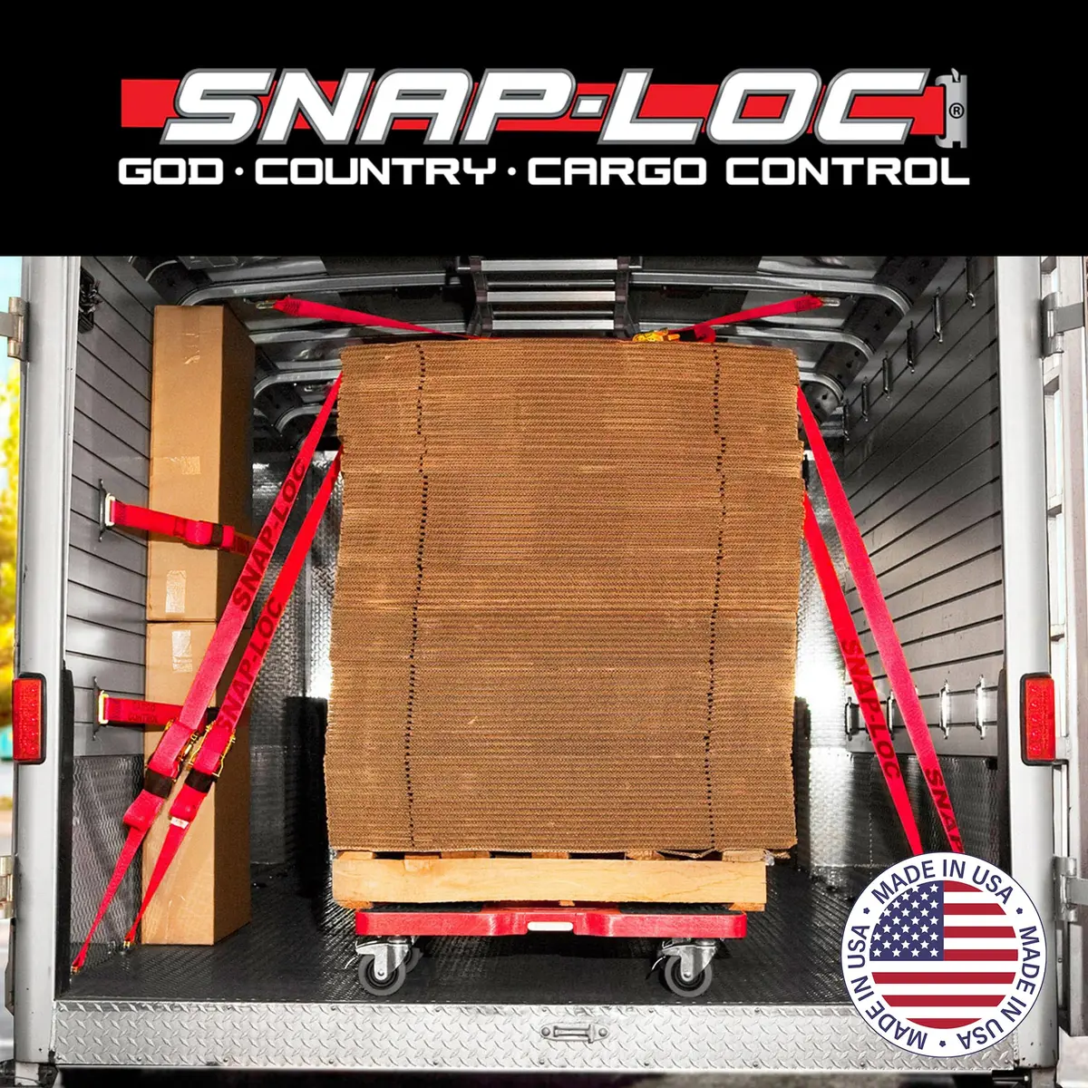 Snap-Loc Dolly 1200 lb Capacity Heavy Duty Material Handling Truck with Built-in E-Track, Made in USA, Red | Professional Cargo Platform - view 7