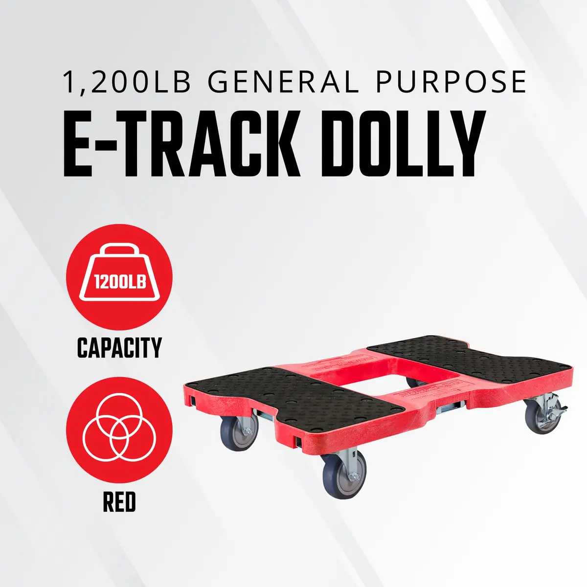 Snap-Loc Dolly 1200 lb Capacity Heavy Duty Material Handling Truck with Built-in E-Track, Made in USA, Red | Professional Cargo Platform - view 2