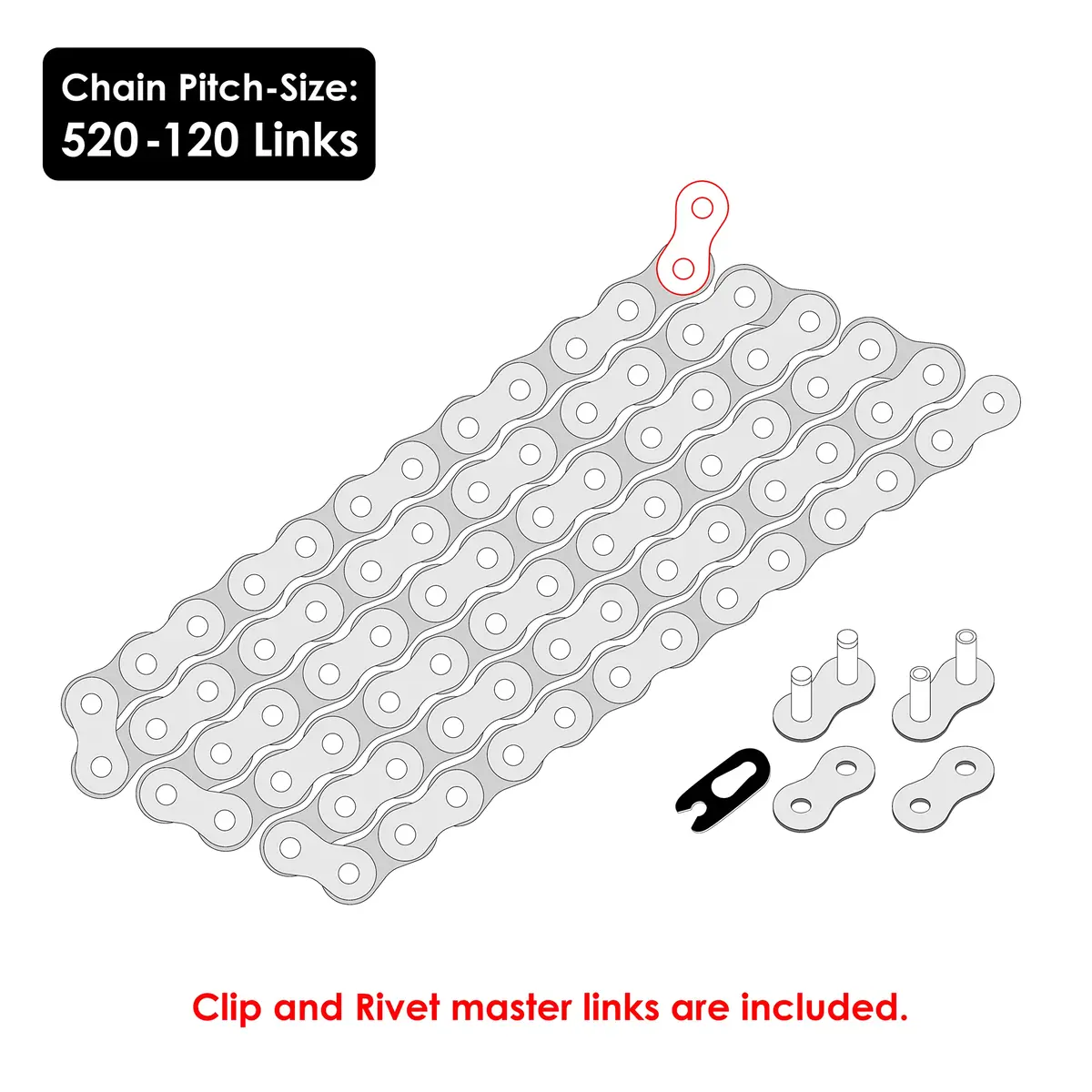 Caltric Black Drive Chain for Kawasaki Ninja 650 650R Ex650 | Alloy Steel, 520 Pitch, 120 Links - view 2