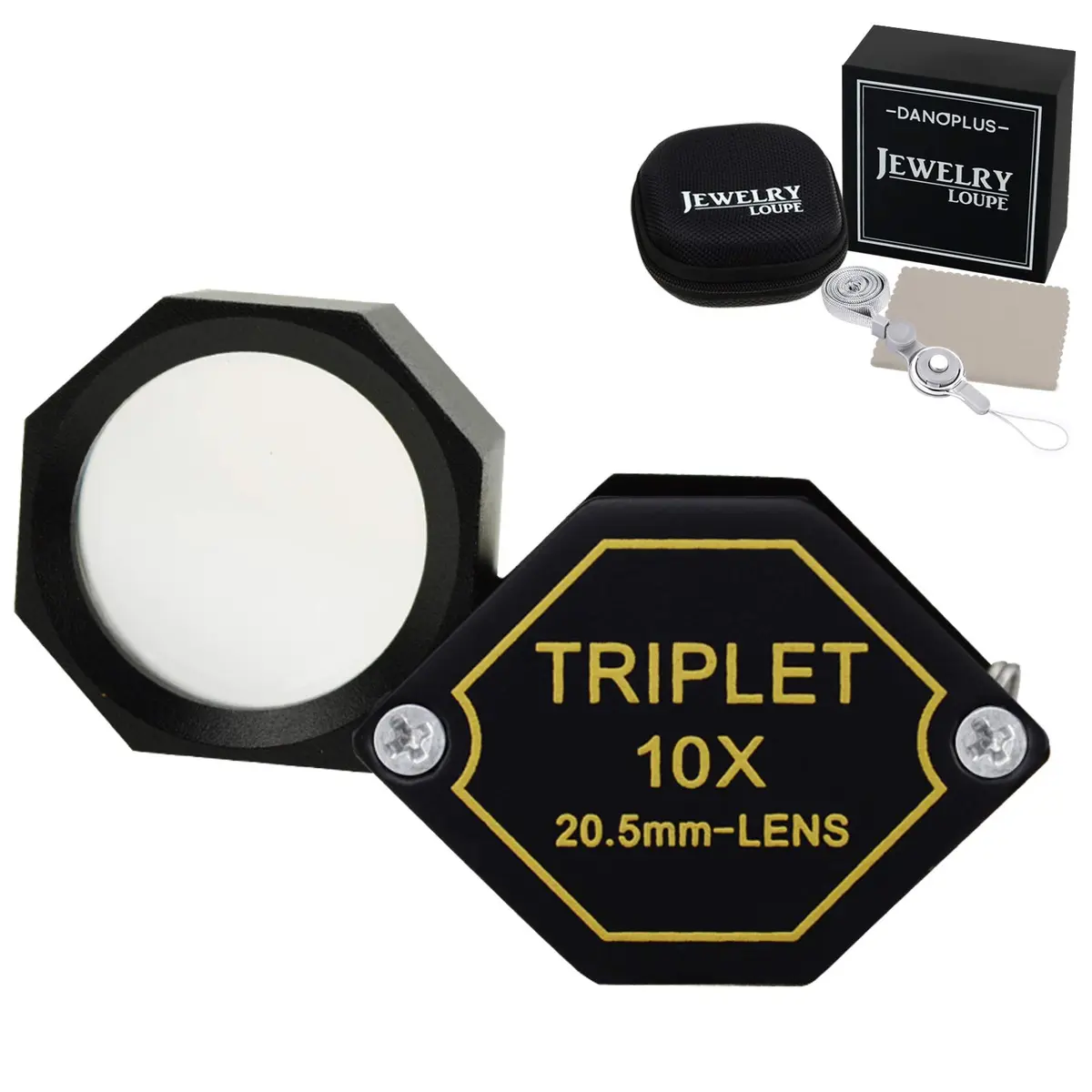DANOPLUS 10x Magnifier Jewelry Loupe 20.5mm | Achromatic Triplet Lens for Jeweler, Stamp, Coin, Hobbyist - main product image
