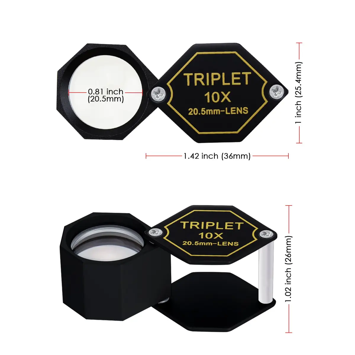 DANOPLUS 10x Magnifier Jewelry Loupe 20.5mm | Achromatic Triplet Lens for Jeweler, Stamp, Coin, Hobbyist - view 4