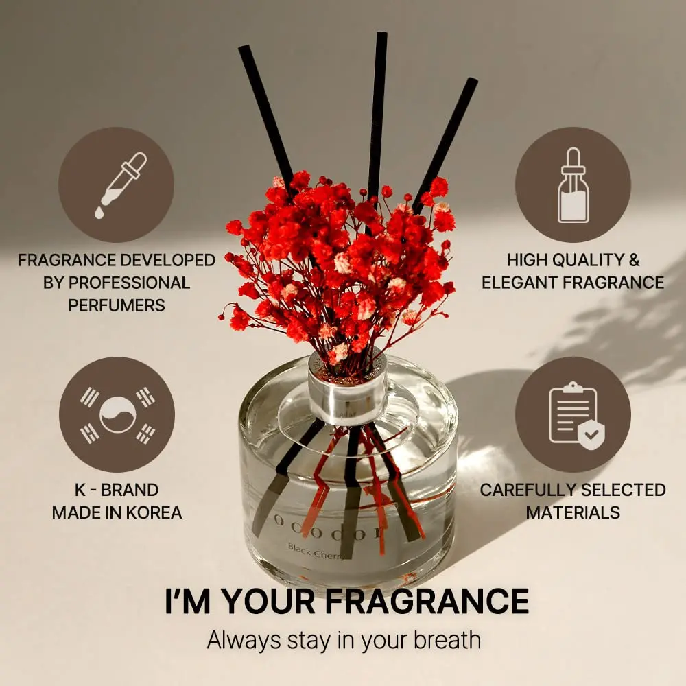 Cocod'or Reed Diffuser Set with Preserved Baby's Breath & April Breeze Scent 200ml (6.7oz) | Long-Lasting Home Fragrance - view 2