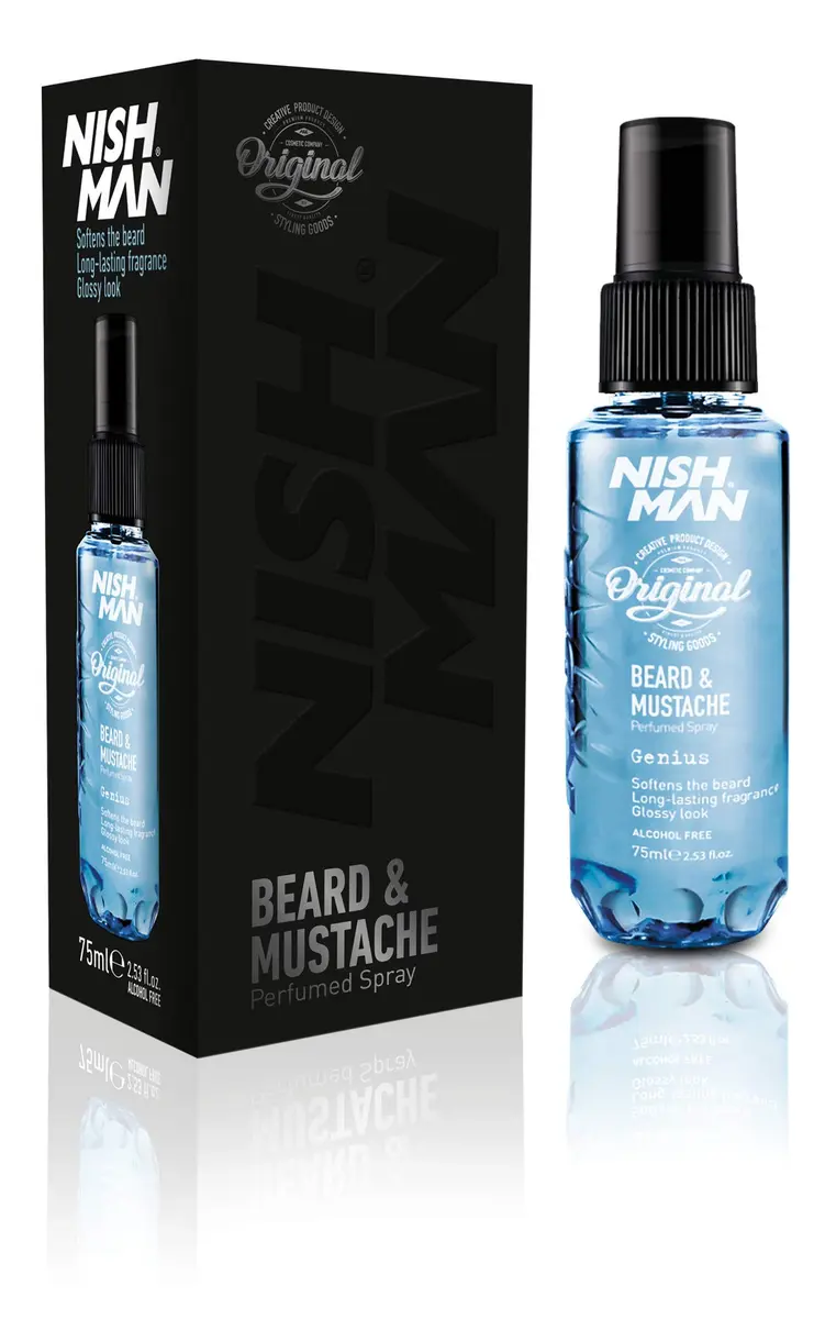 nishman Beard & Mustache Parfumed Spray 75 ml | Alcohol-Free Moisturizer & Odor Eliminator - main product image