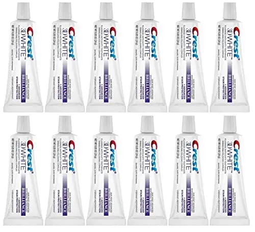 Crest 3D White Brilliance Toothpaste Vibrant Peppermint 24g (0.85 oz) Pack of 12 | Strengthens Enamel & Protects Against Cavities - main product image