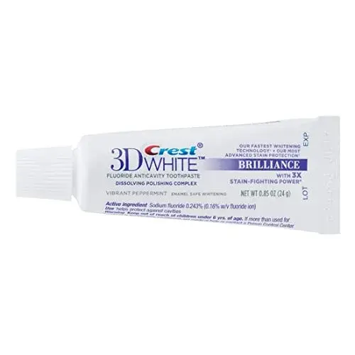 Crest 3D White Brilliance Toothpaste Vibrant Peppermint 24g (0.85 oz) Pack of 12 | Strengthens Enamel & Protects Against Cavities - view 2
