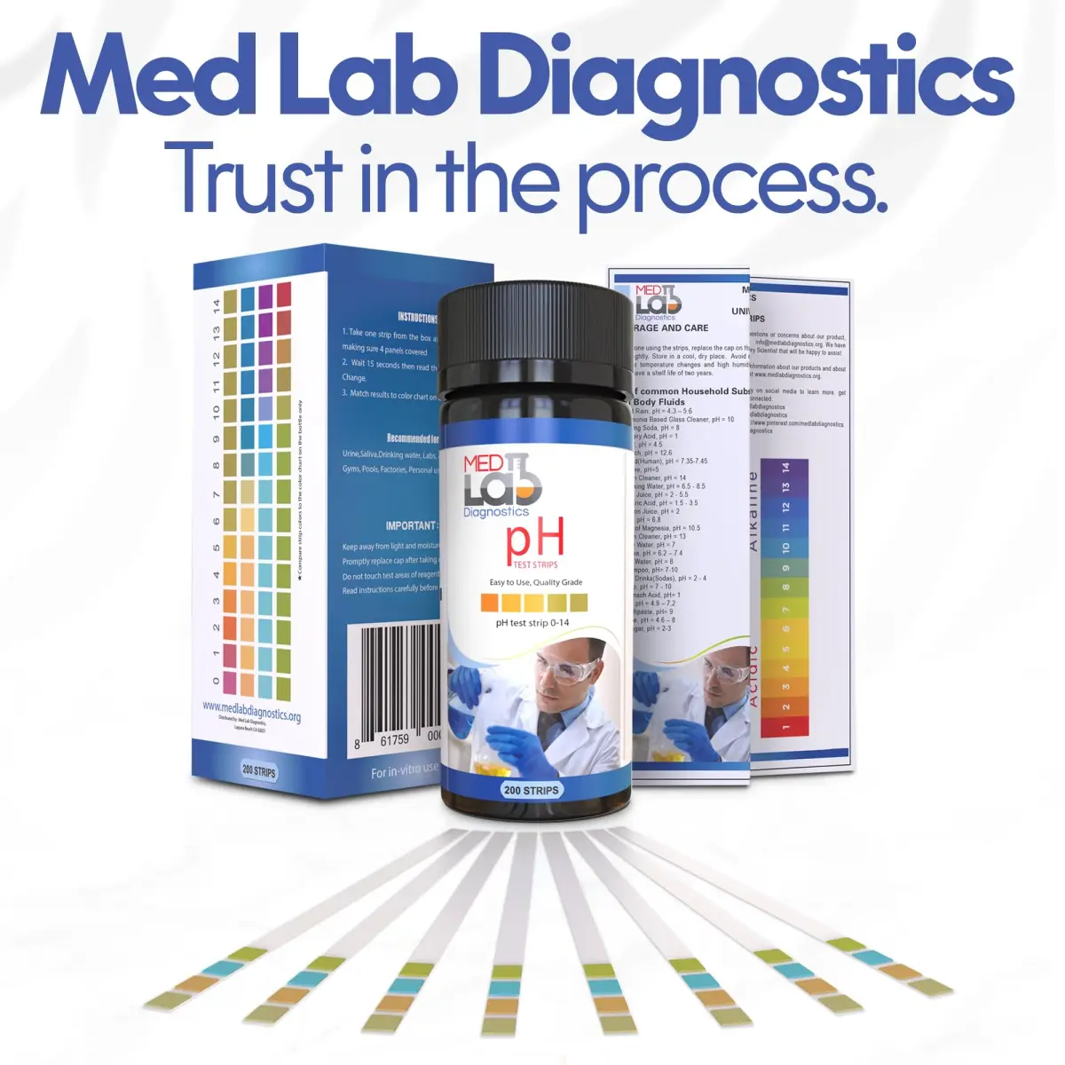 Med Lab Diagnostics Universal pH Test Strips 200 Count | Accurate pH 0-14 for Water, Urine, Saliva - view 7