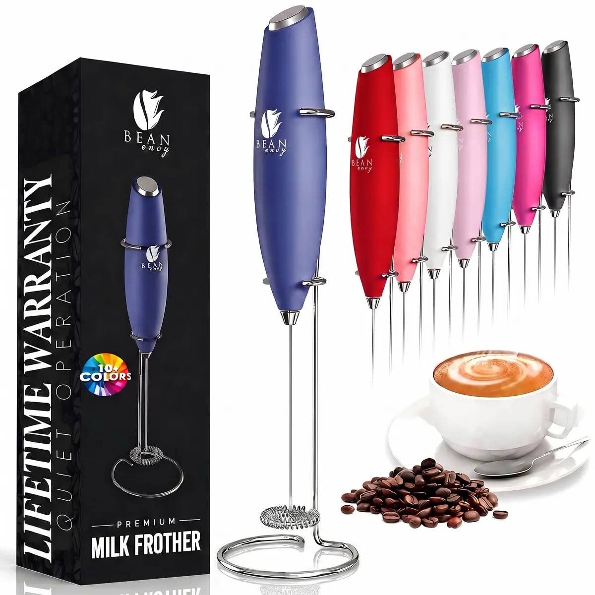 Bean Envy Milk Frother Handheld - Blue | 19,000 RPM Electric Foam Maker for Coffee & Hot Chocolate - main product image