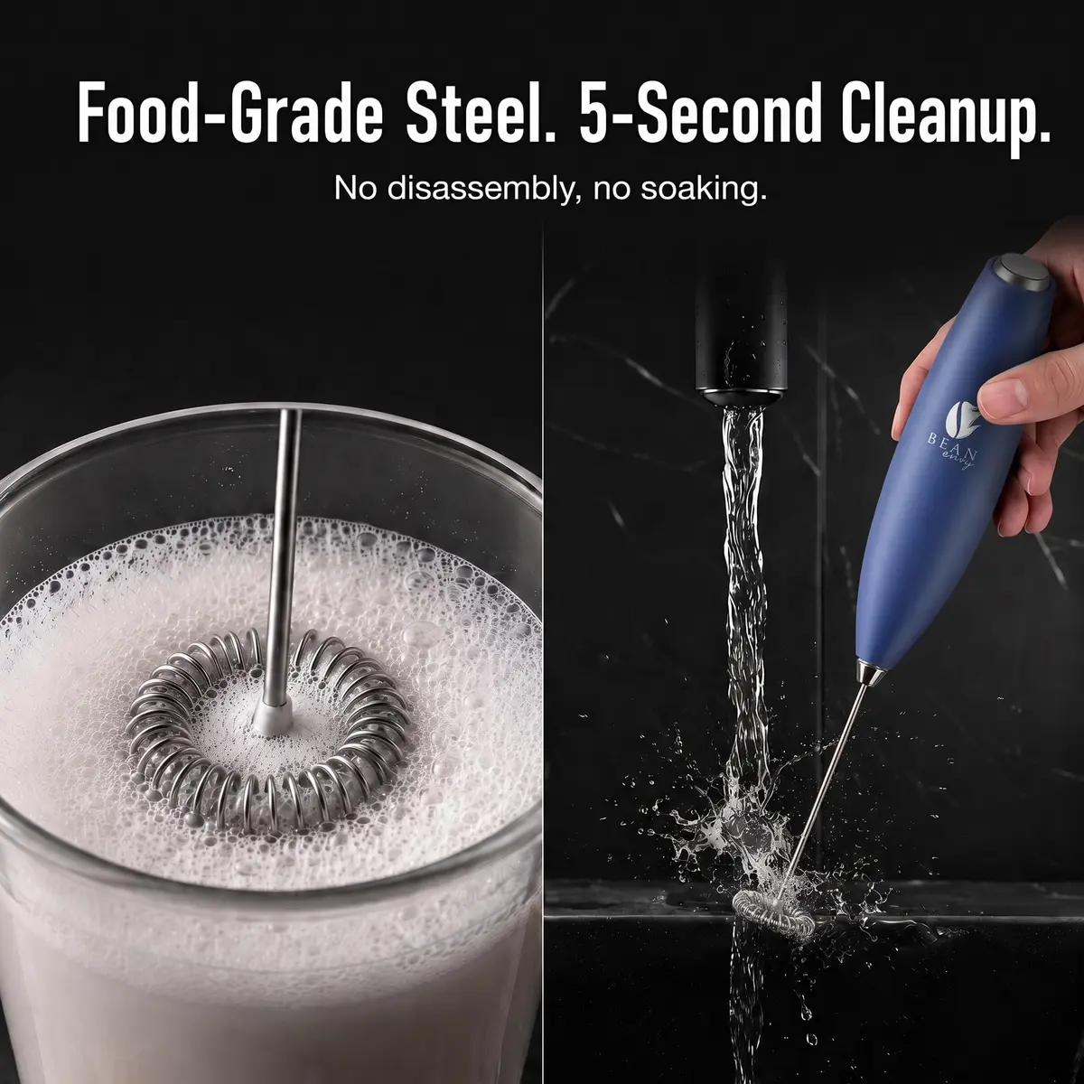 Bean Envy Milk Frother Handheld - Blue | 19,000 RPM Electric Foam Maker for Coffee & Hot Chocolate - view 6