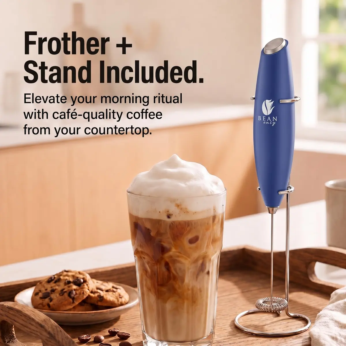 Bean Envy Milk Frother Handheld - Blue | 19,000 RPM Electric Foam Maker for Coffee & Hot Chocolate - view 3