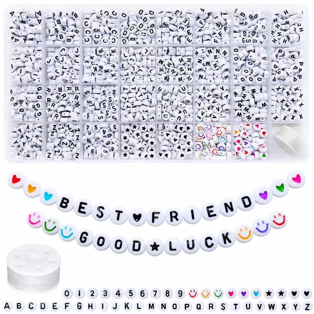 Looconi 1600pcs Acrylic Alphabet Letter Beads | Balanced Quantity for Jewelry Making - main product image