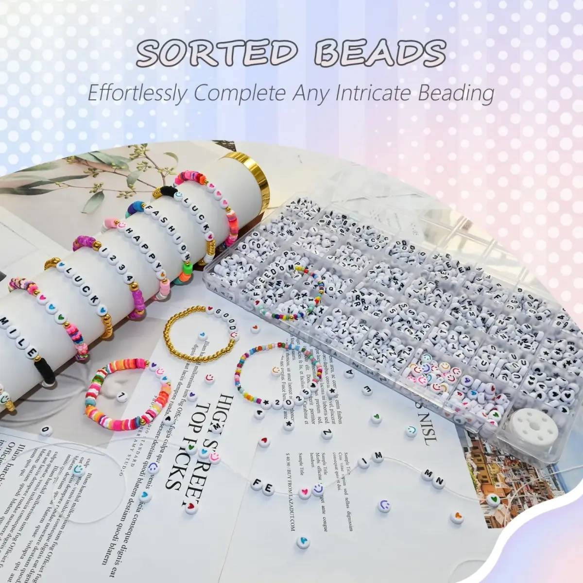 Looconi 1600pcs Acrylic Alphabet Letter Beads | Balanced Quantity for Jewelry Making - view 7