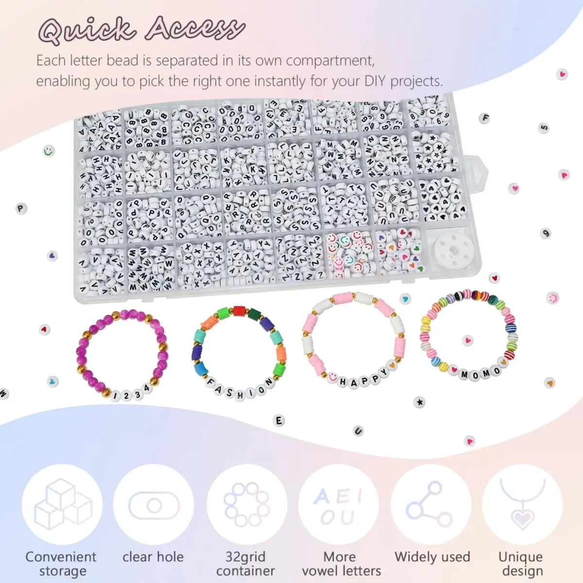 Looconi 1600pcs Acrylic Alphabet Letter Beads | Balanced Quantity for Jewelry Making - view 4