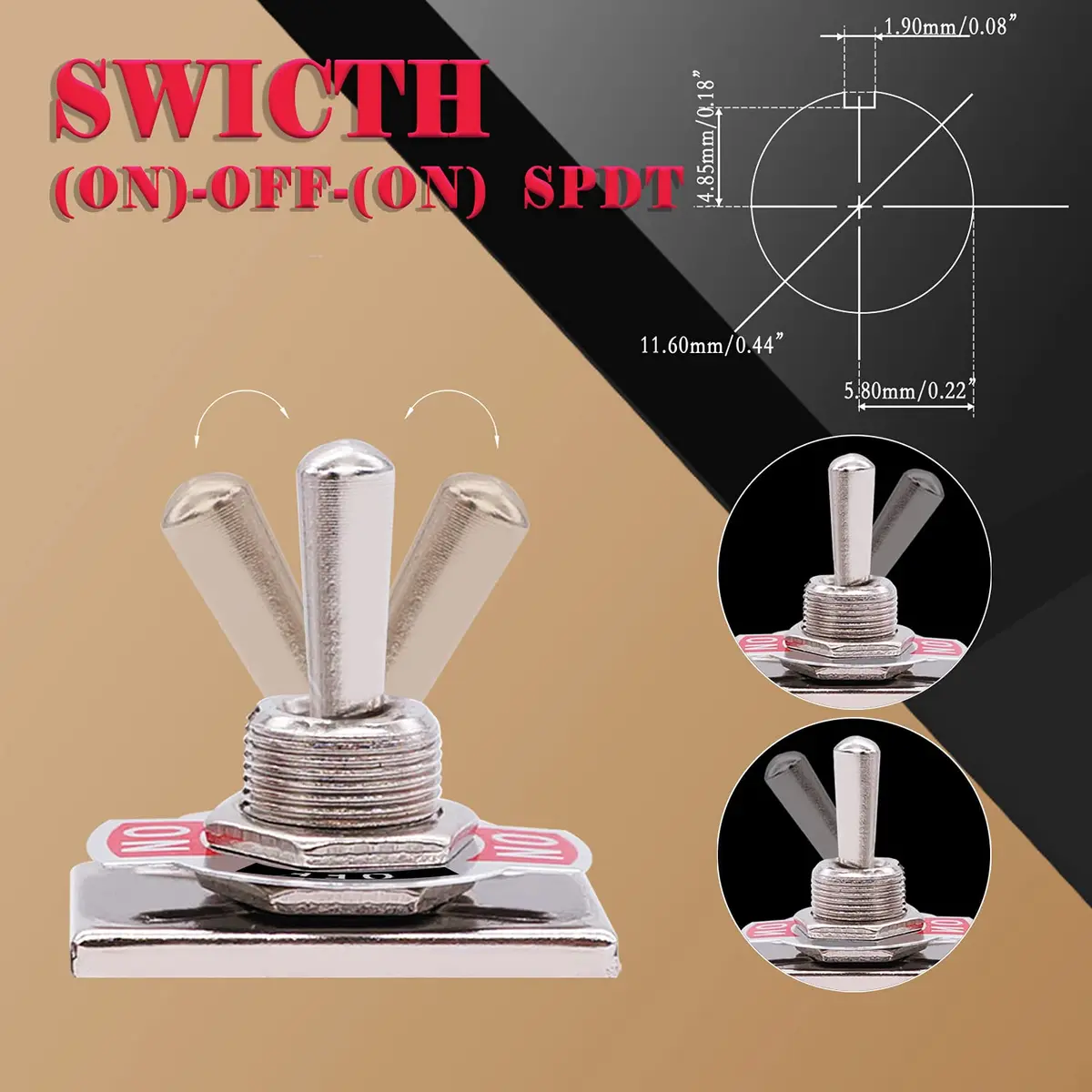 Twidec Heavy Duty Rocker Momentary Toggle Switch 16A 250V AC SPDT 3 Pin Waterproof Waterproof Boot Cap Cover - view 3