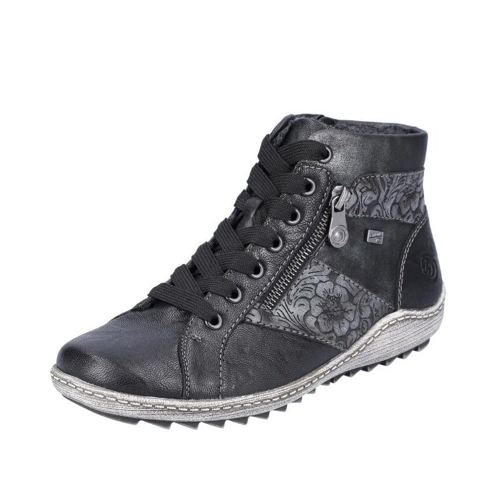 Remonte R1497 Ankle Boot 7/7.5 US | Black Leather, Platform Heel, Water-Resistant - main product image