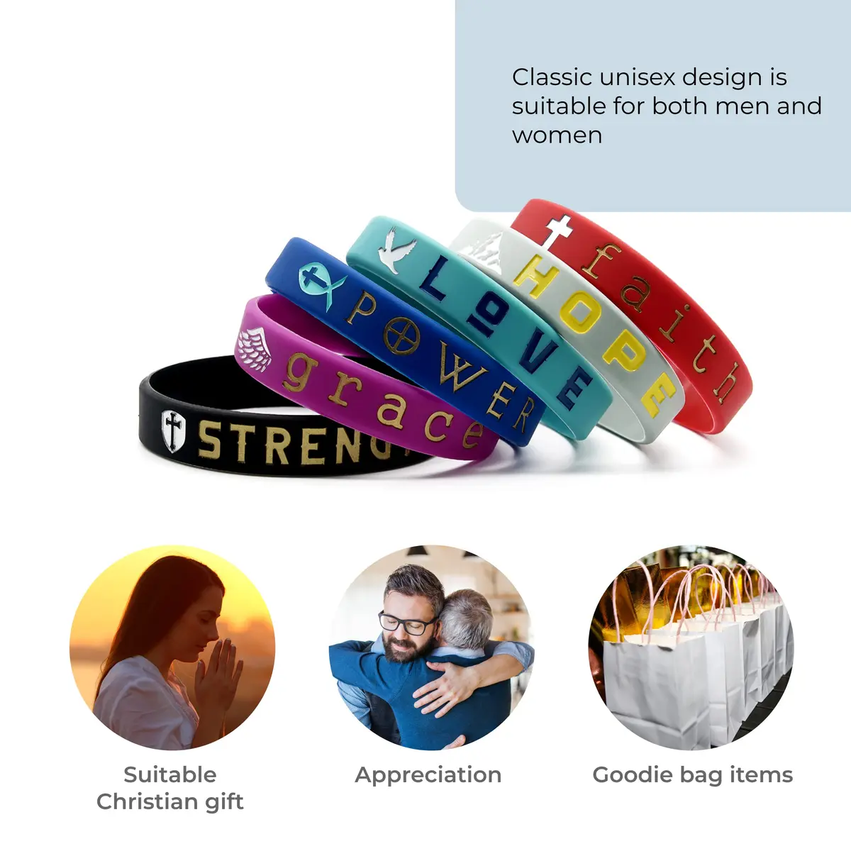 Inkstone Christian Inspirational Bible Silicone Rubber Wristbands 12 Pack | Motivational Faith Bracelets for Men & Women - view 5
