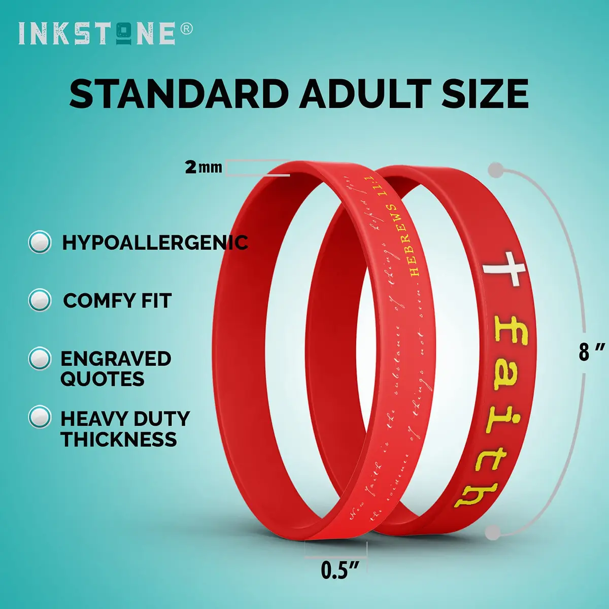 Inkstone Christian Inspirational Bible Silicone Rubber Wristbands 12 Pack | Motivational Faith Bracelets for Men & Women - view 6