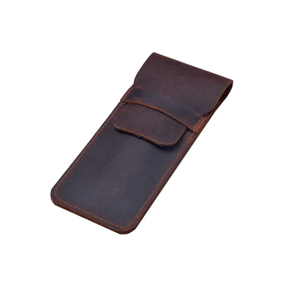 Daimay Handmade Crazy Horse Leather Pen Case Holder | 16cm x 7cm (6.3 x 2.2 inch) - main product image