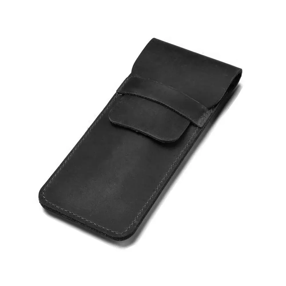 Daimay Black Leather Pen Holder Pouch | Handmade Crazy Horse Leather Pen Sleeve - main product image