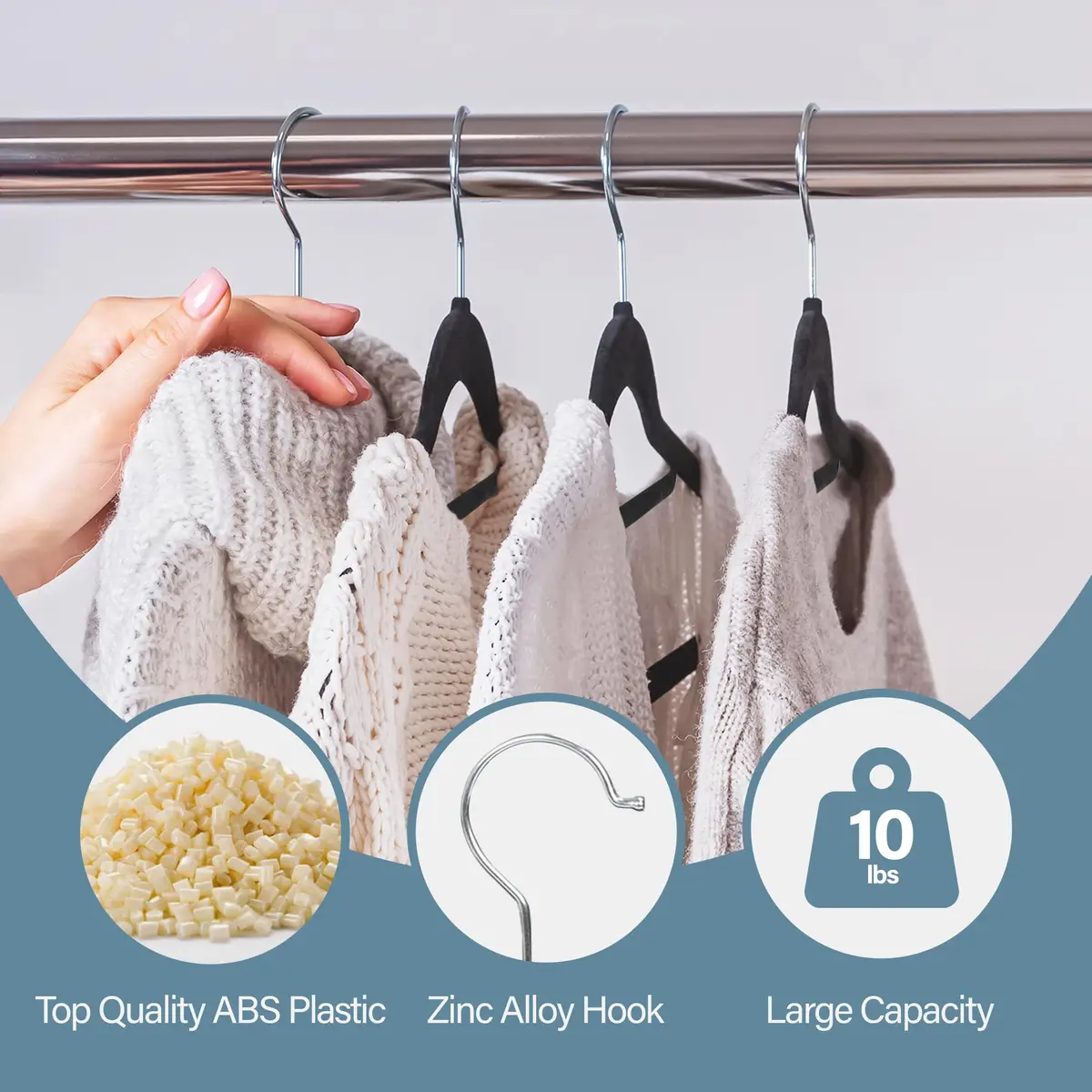 ZENY Velvet Hangers 100 Pack for Suits, Coats, Dresses | Space Saving & Non Slip - view 2