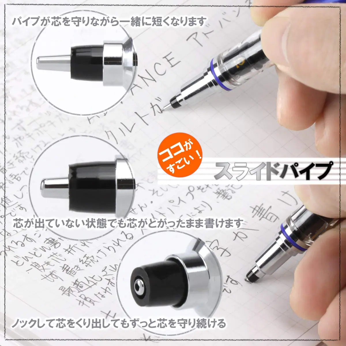 Uni Kuru Toga Advance Mechanical Pencil 0.7mm Navy | Rotating Lead Technology - view 5