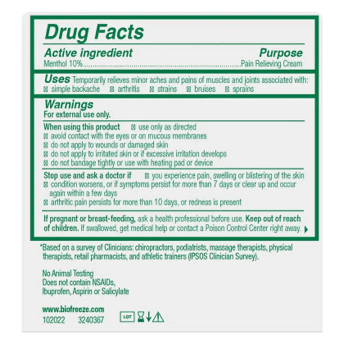Biofreeze Menthol Pain Relief Cream 177ml (6 Fl Oz) | Cooling Relief for Arthritis, Muscle & Back Pain - view 3