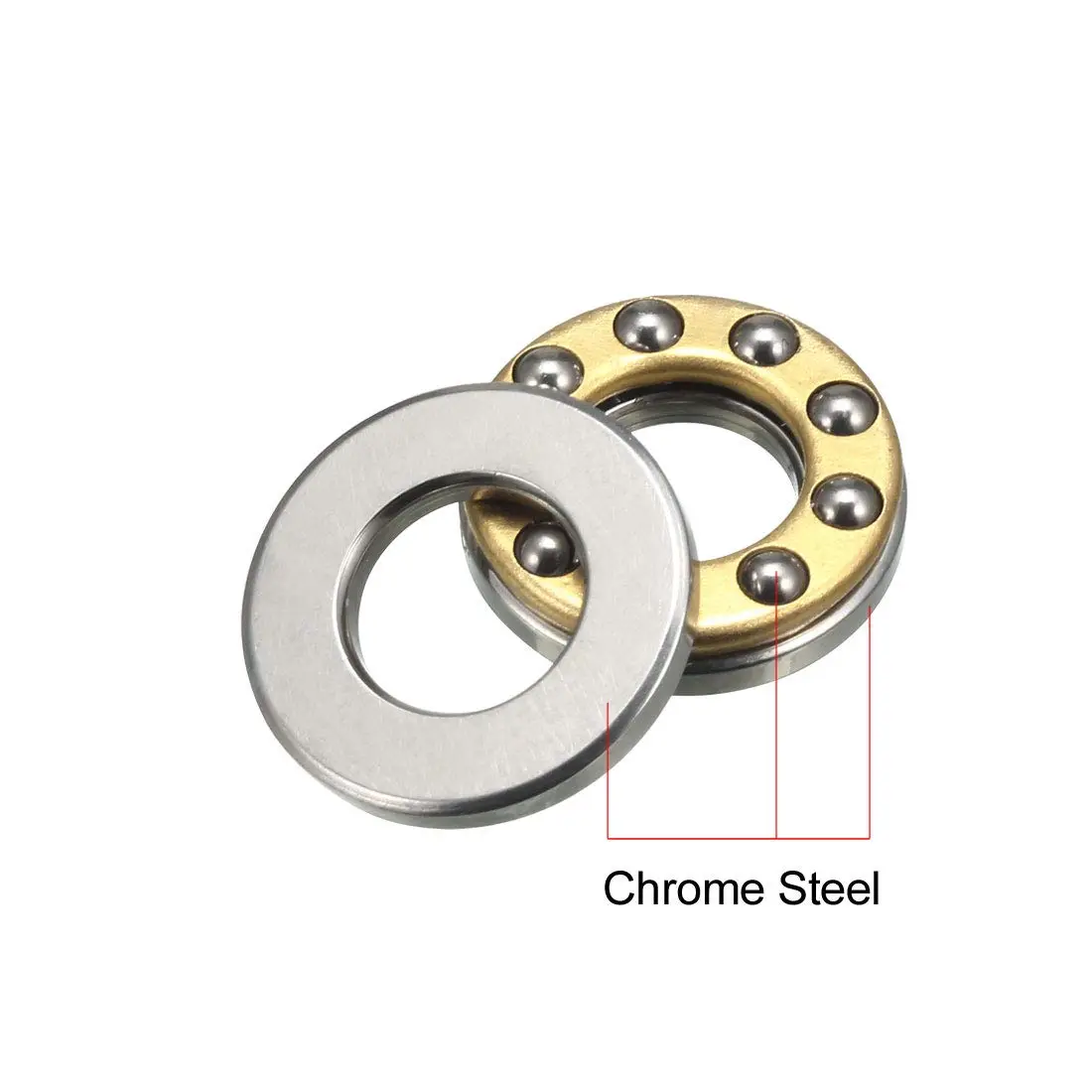 uxcell F6-12M Thrust Ball Bearings 6mm x 12mm x 4.5mm Chrome Steel Single Direction 2pcs | Industrial Grade Bearing for Axial Loads - view 2
