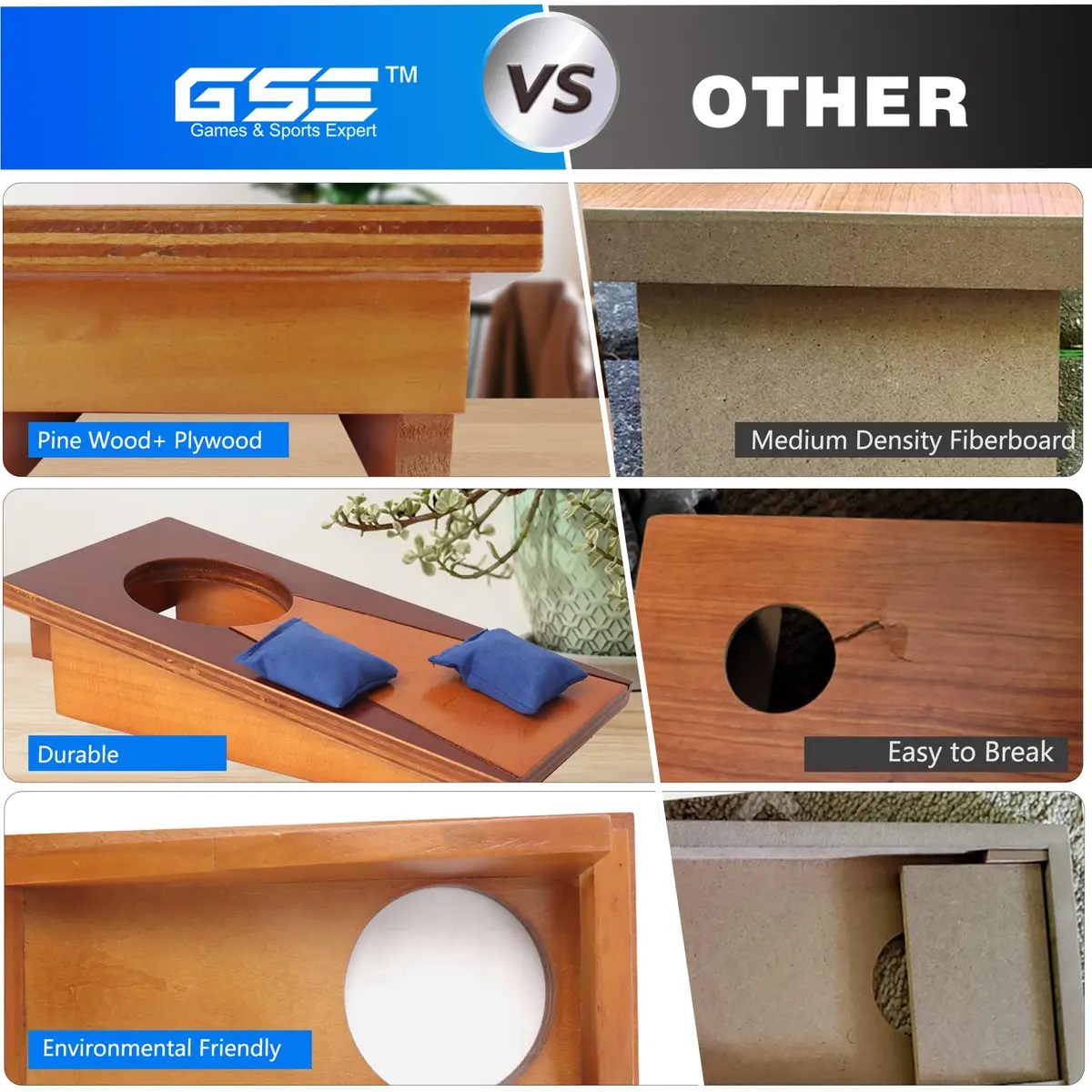 GSE Mini Tabletop Cornhole Toss Game Set with 8 Bean Bags, 10" x 5" | Compact Office & Home Game - view 6