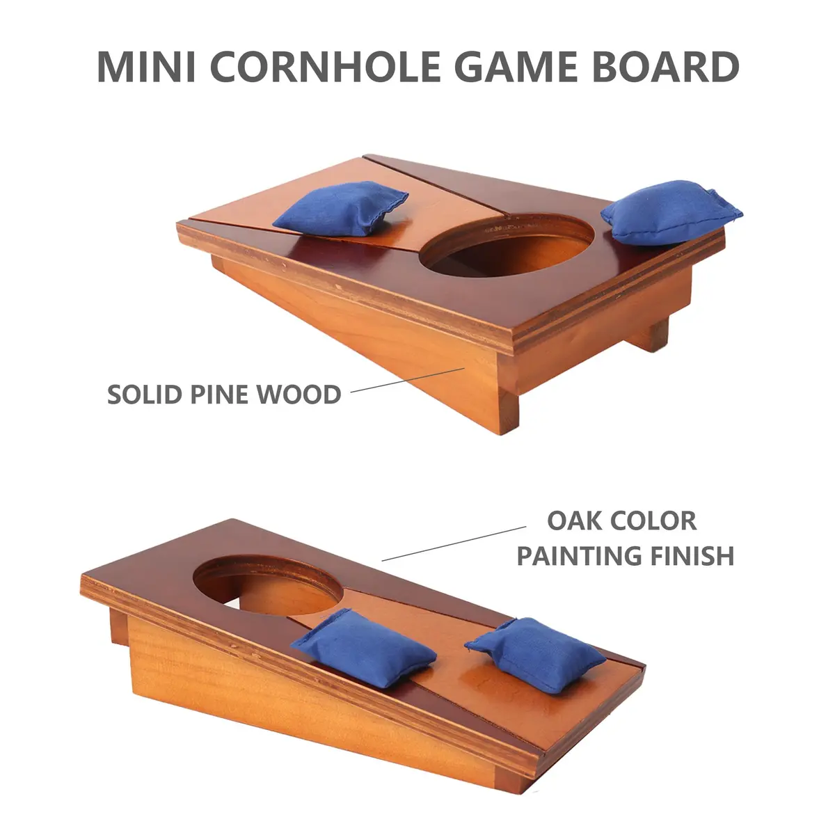 GSE Mini Tabletop Cornhole Toss Game Set with 8 Bean Bags, 10" x 5" | Compact Office & Home Game - view 2