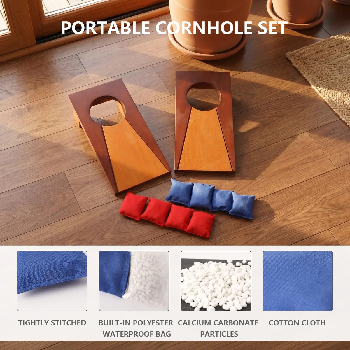 GSE Mini Tabletop Cornhole Toss Game Set with 8 Bean Bags, 10" x 5" | Compact Office & Home Game - view 3