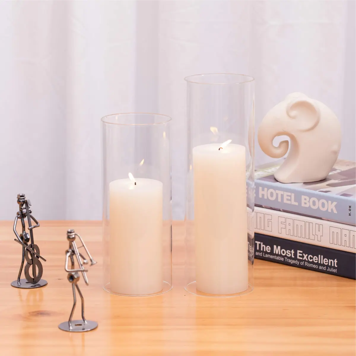 WGVI Hurricane Candle Holder Sleeve, Wide 3" x 14"H | Clear Glass Cylinder, Open Ended, Chimney Tube - view 5
