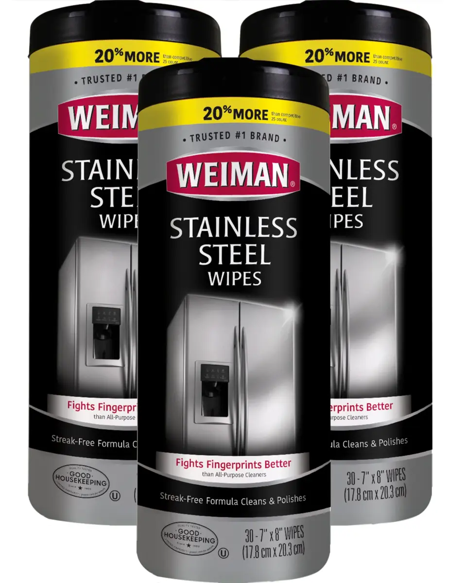 Weiman Stainless Steel Cleaner Wipes (3 Pack, 90 Sheets Total) | Cleans Appliances Without Streaks - main product image