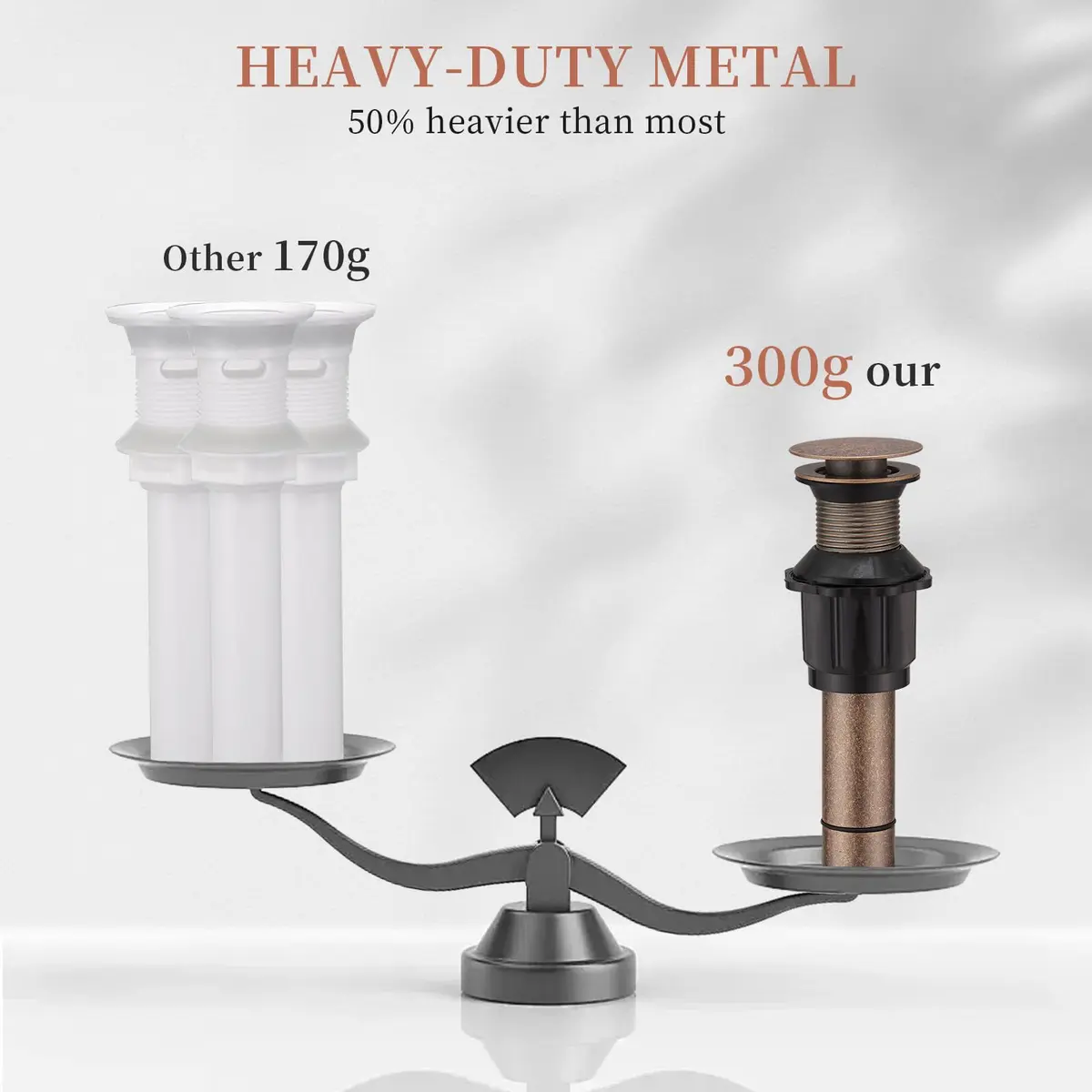 Homevacious 15/8" Bathroom Faucet Vessel Sink Pop Up Drain Assembly Stopper | Copper Finish, Heavy Brass, No Overflow - view 6
