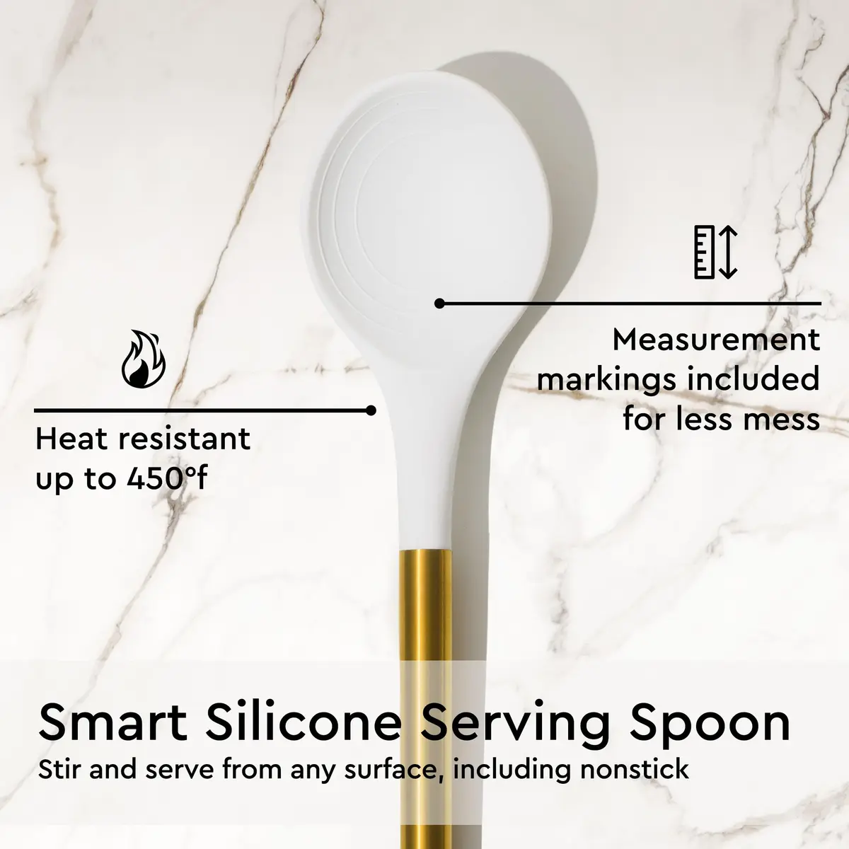 STYLED SETTINGS Gold Kitchen Utensils Set – 6 PC White Silicone and Gold Cooking Tools for Nonstick Cookware - view 6