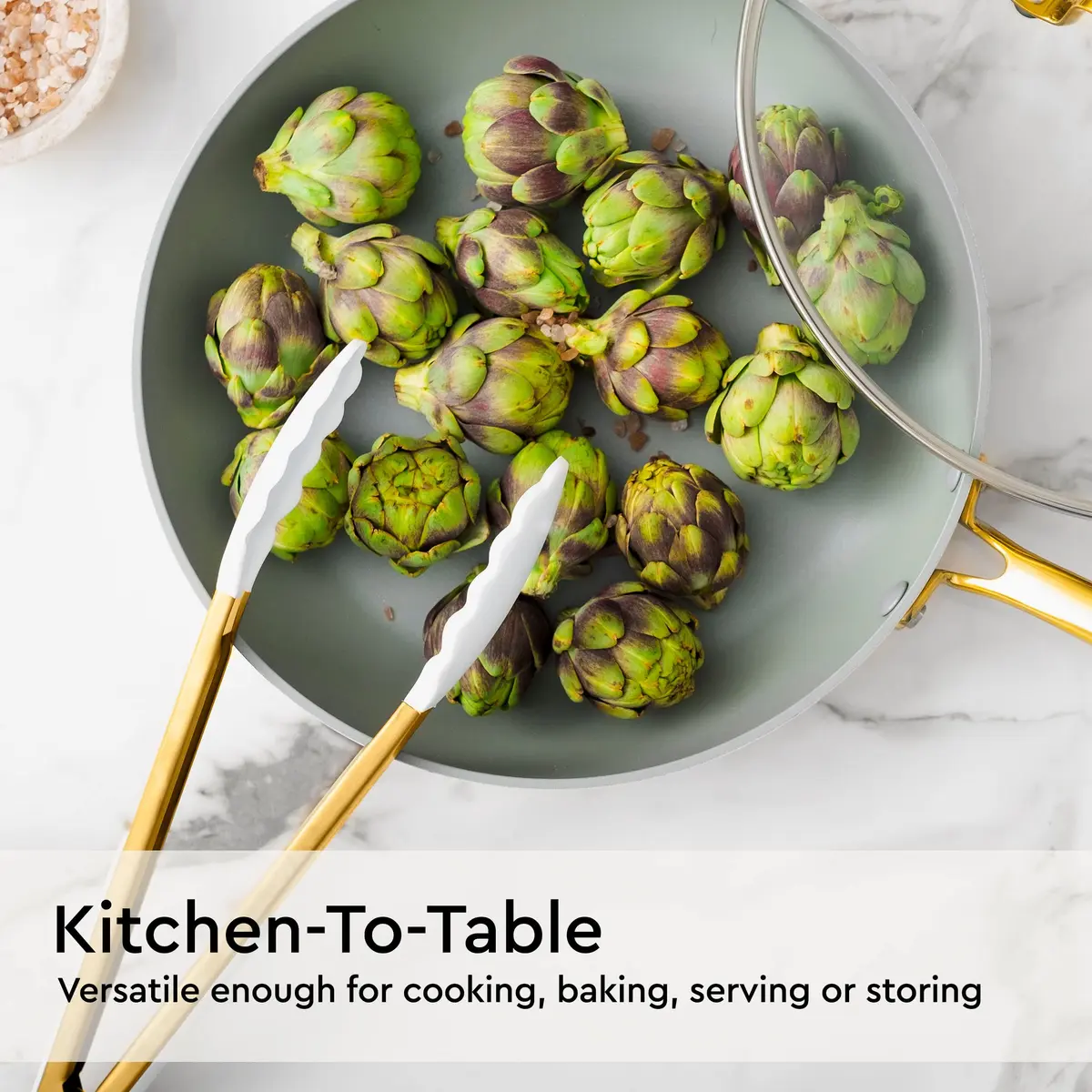 STYLED SETTINGS Gold Kitchen Utensils Set – 6 PC White Silicone and Gold Cooking Tools for Nonstick Cookware - view 7